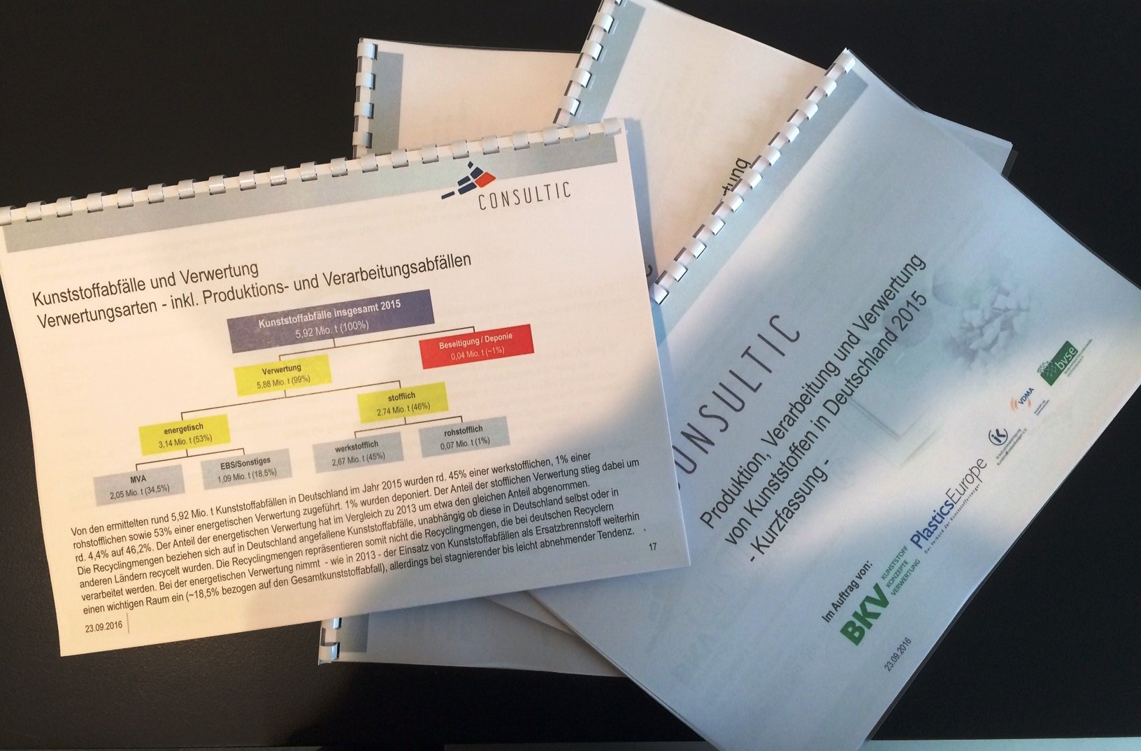 Neue Consultic-Studie zur Produktion, Verarbeitung und Verwertung von Kunststoffen in Deutschland 2015