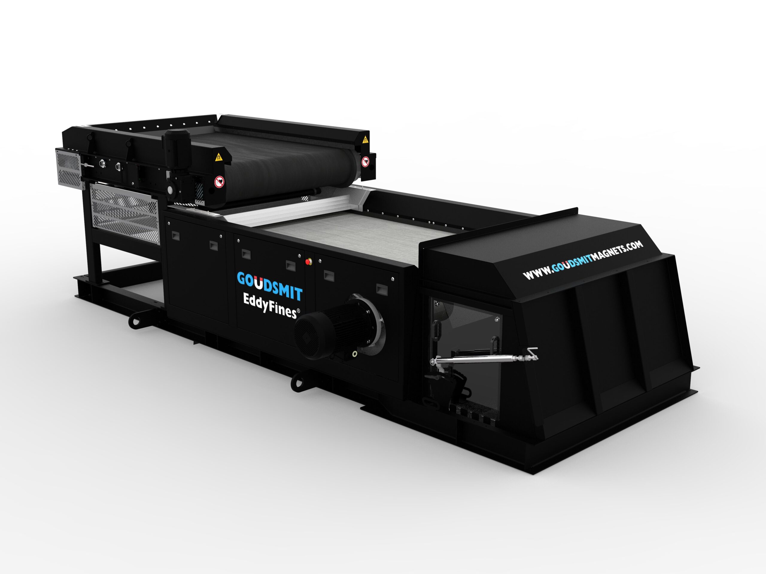 Speziell zur IFAT bringt Goudsmit Magnetics eine schwarze Ausführung des EddyFines 38HI Eddy-Current-Abscheiders heraus. Dieser soll NE-Fraktionen ab 0,5 mm aus unter anderem Verbrennungsschlackenströmen entfernen. Bild: Goudsmit