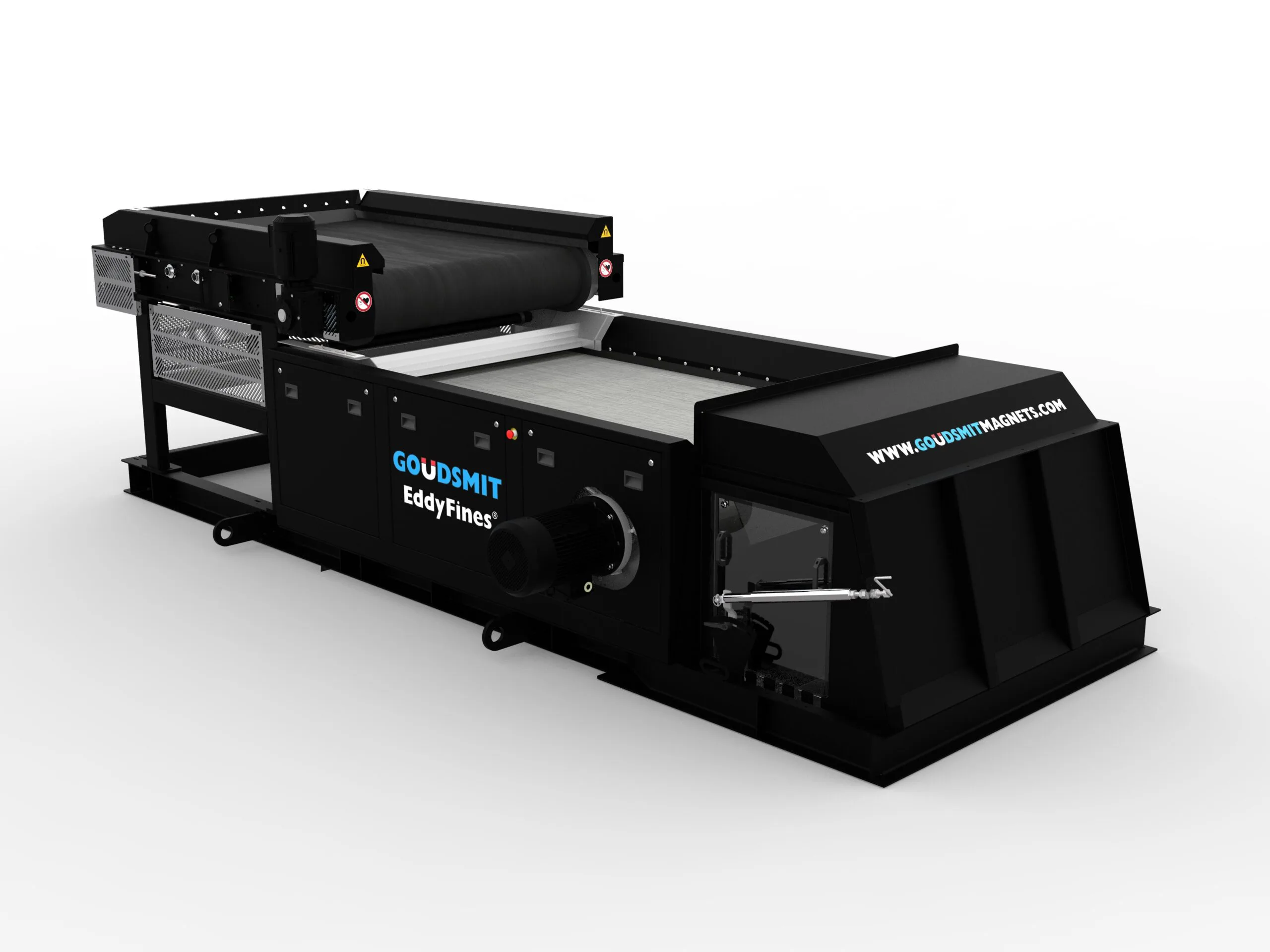 Speziell zur IFAT bringt Goudsmit Magnetics eine schwarze Ausführung des EddyFines 38HI Eddy-Current-Abscheiders heraus. Dieser soll NE-Fraktionen ab 0,5 mm aus unter anderem Verbrennungsschlackenströmen entfernen. Bild: Goudsmit