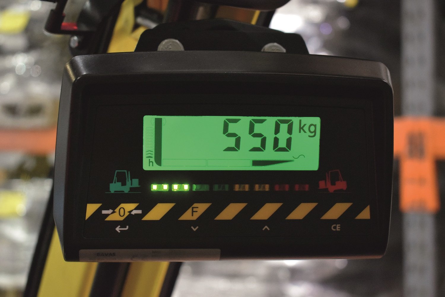 Die Hyster-Überlasterkennung misst kontinuierlich Lastgewicht und Laststabilität.
Foto: Hyster