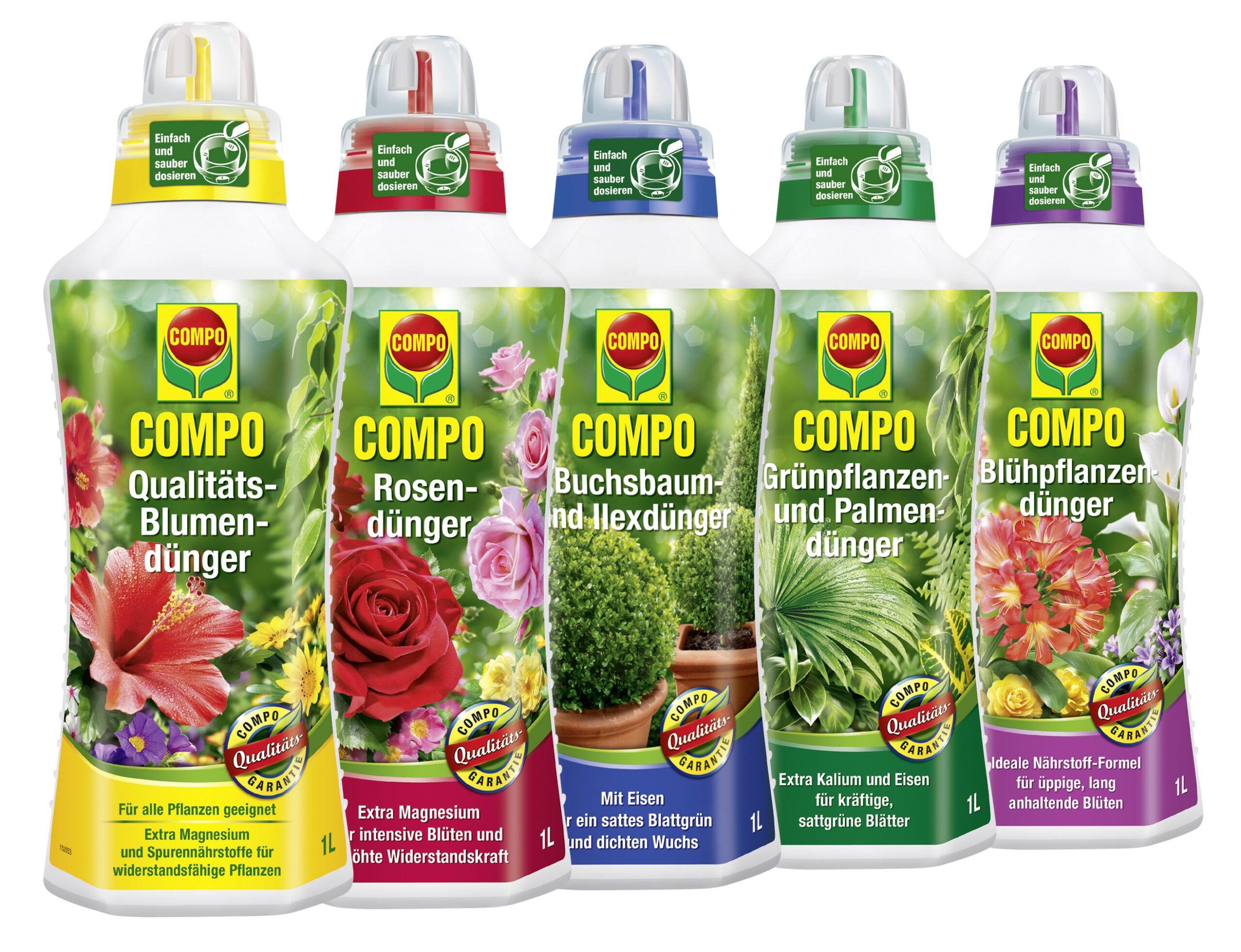 Künftig werden die Flaschen des gesamten Compo-Flüssigdüngersortiments zu 90 Prozent aus dem Recyclingkunststoff Primus HDPE der Marke Systalen bestehen. (Foto: Compo)