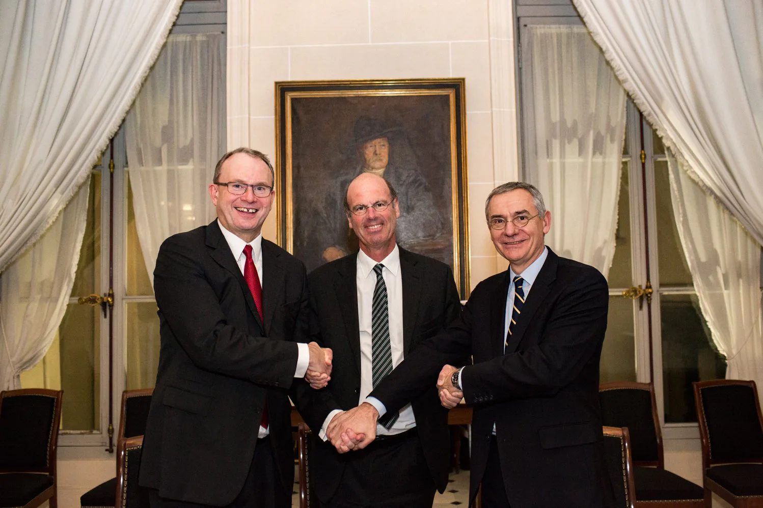 Ludger Rethmann (Mitglied der Inhaberfamilie und Vorstandsmitglied der Rethmann-Gruppe), Eric Lombard (CEO der Caisse des…