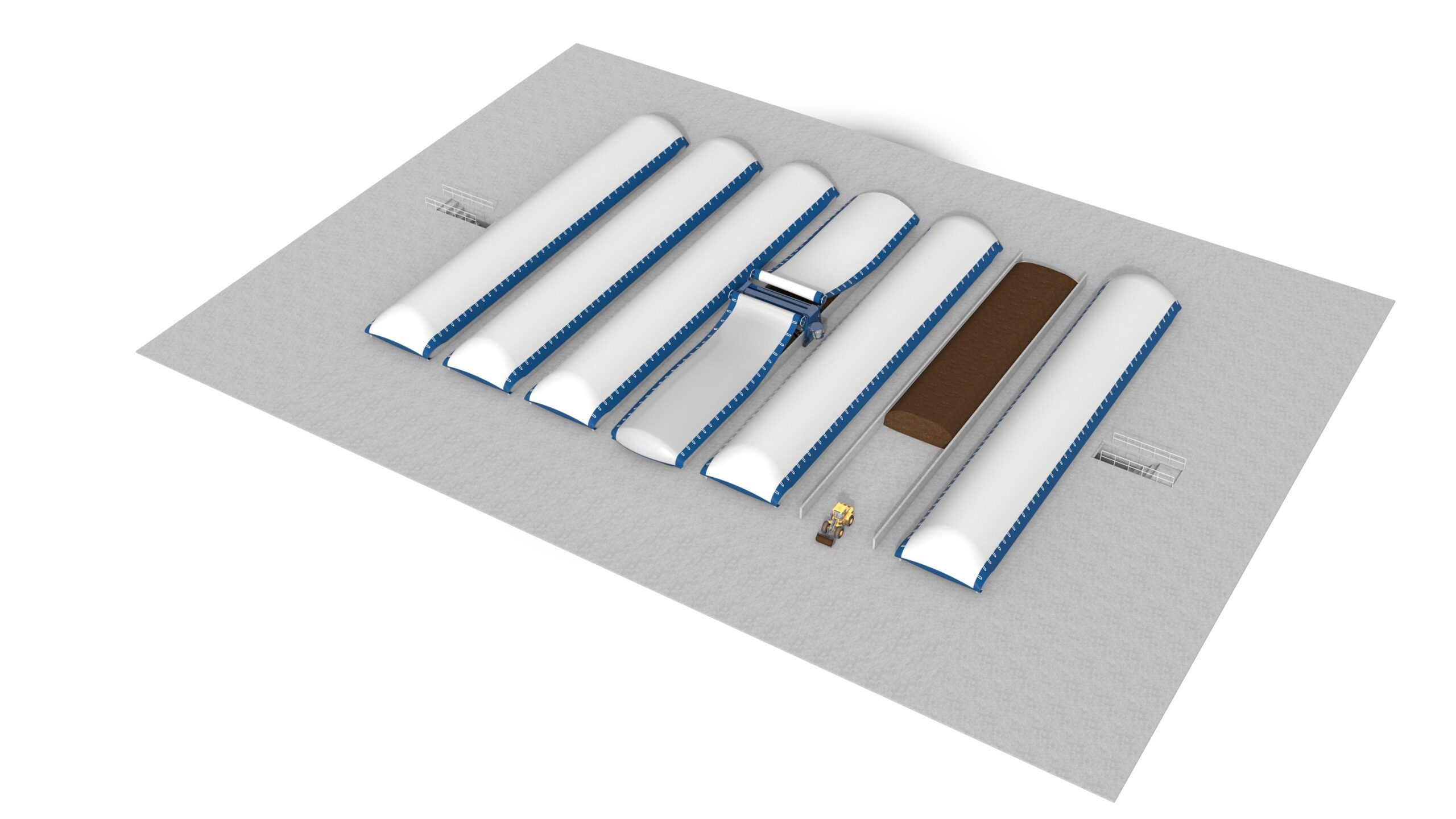 Bei geringen Betriebskosten ermöglicht das innovative BACKHUS CON System – eine Kombination aus dem membranabgedeckten CONVAERO Verfahren und den selbstfahrenden Kompostumsetzern der Marke BACKHUS – das effiziente, emissionsarme Umsetzen in Zeilen.