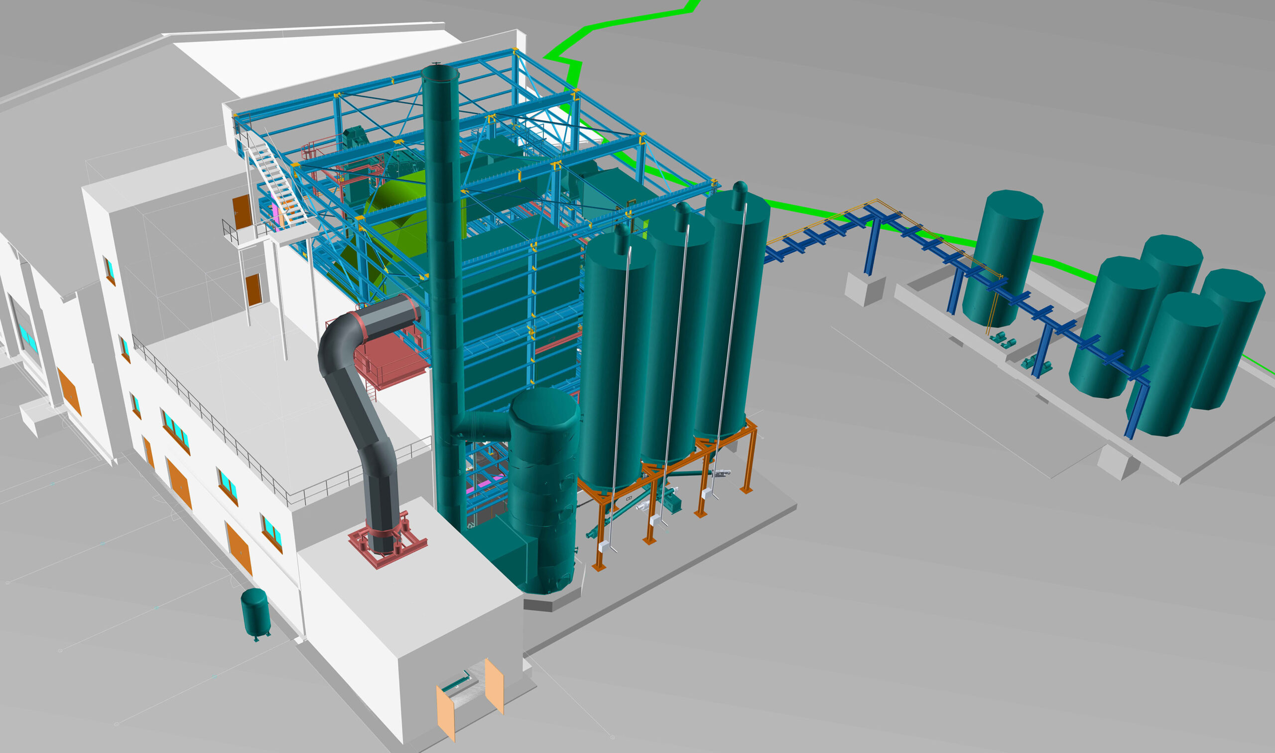 Glatt 3D-Planung für die Produktionsanlage zur Herstellung von phosphathaltigen Düngern aus Klärschlammaschen für Seraplant in Haldensleben. Bild: Glatt