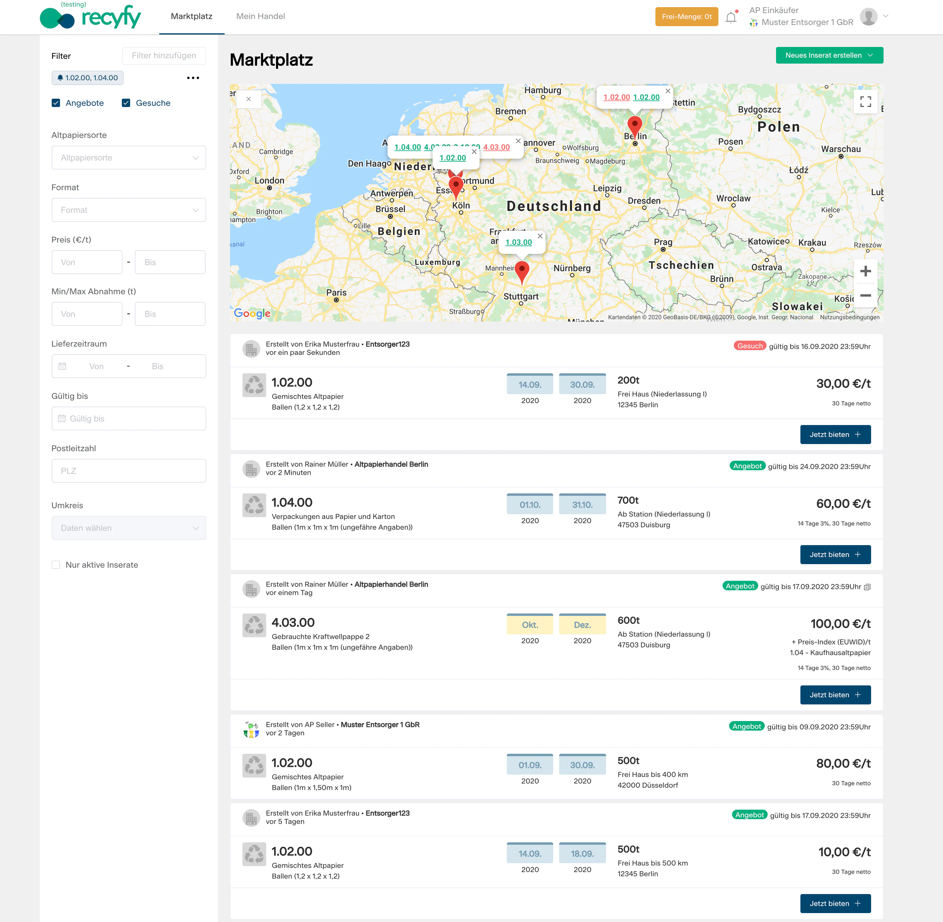 Digitaler Marktplatz für den Altpapierhandel
