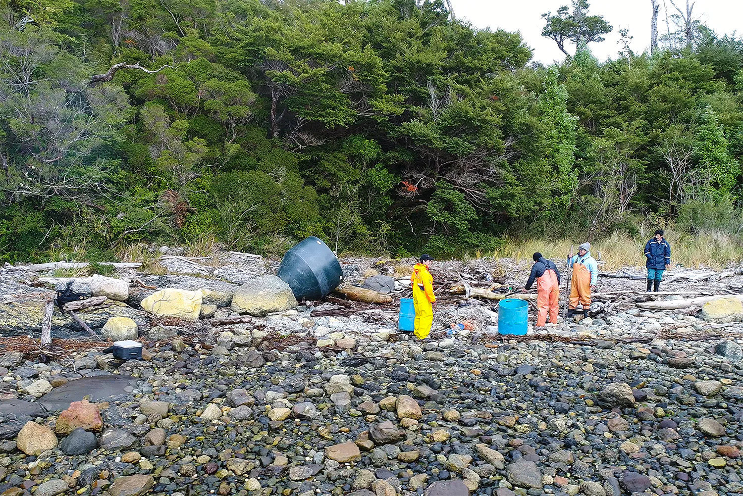 Die entsorgten Netze und Leinen an den Küsten Patagoniens werden von der lokalen Bevölkerung eingesammelt und zu Sammelstellen gebracht. Bild: Lindner Recyclingtech