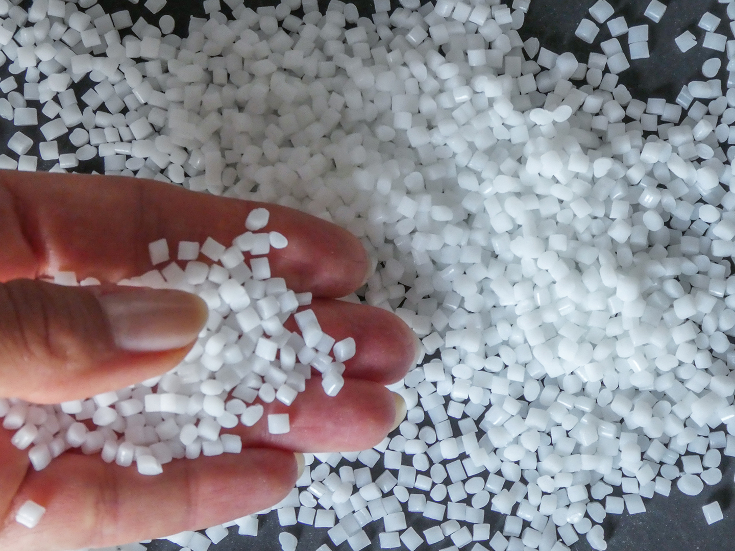 Kunstststoffgranulat für die Weiterverarbeitung im Spritzguss oder im Extruder. (Quelle: Fraunhofer Umsicht)