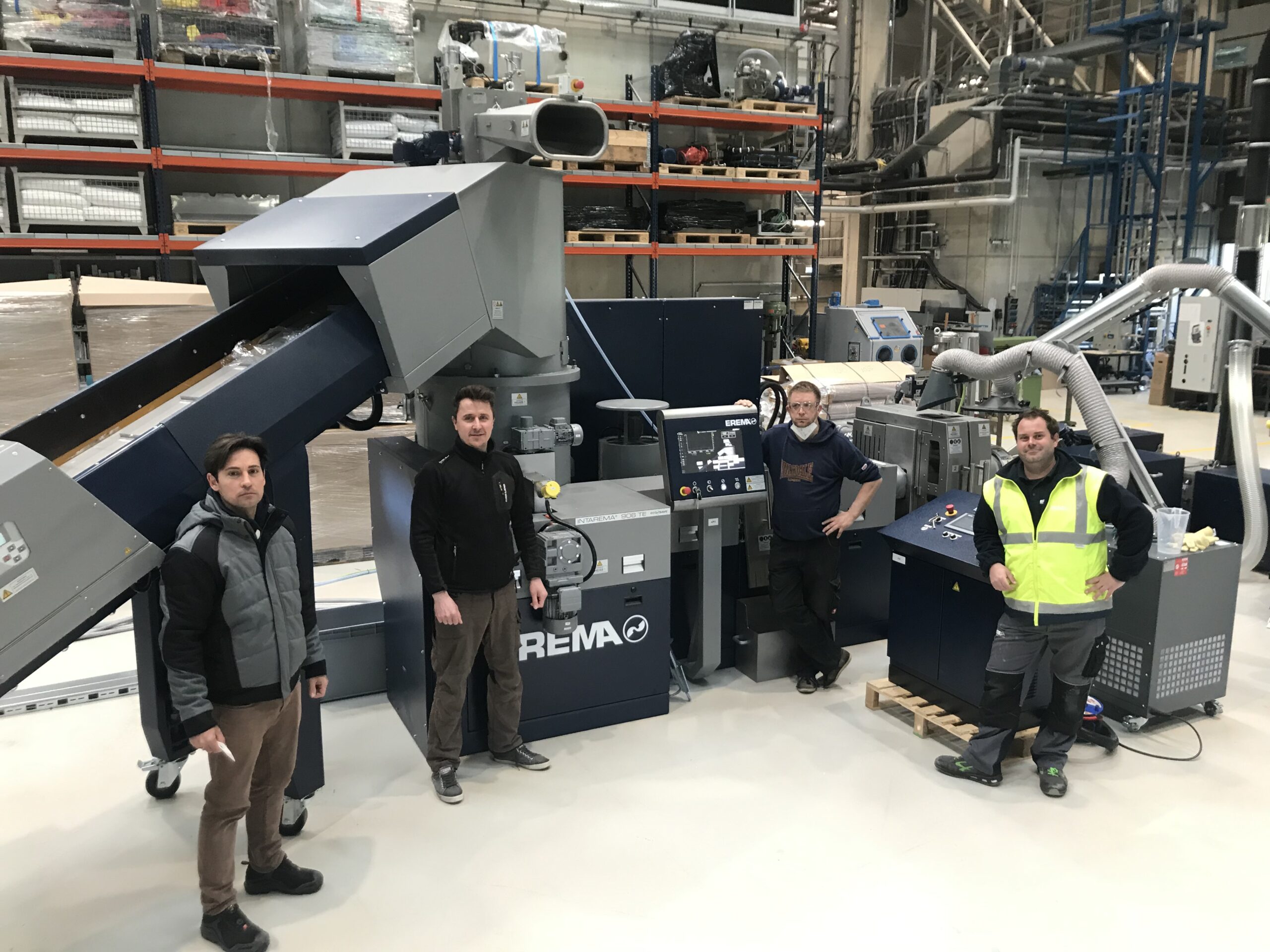 (v.l.n.r.) Dijan Iliew, Slawomir Baranowski, Christian Oetjen (IKK), Martin Henzl (EREMA) Bild: IKK