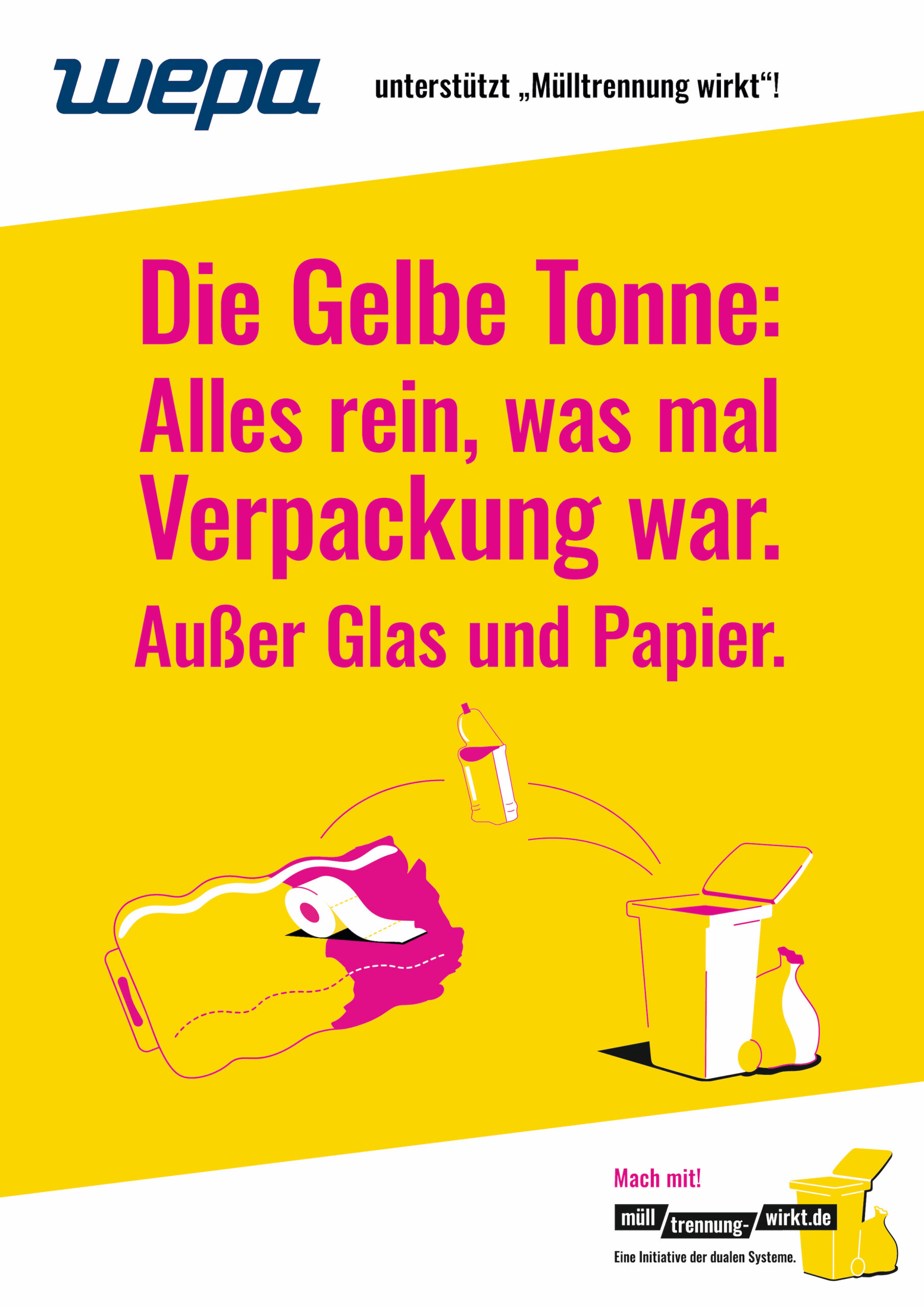 Gemeinsam mit der Initiative „Mülltrennung wirkt“ klärt WEPA Verbraucher*innen über richtige Abfalltrennung auf.