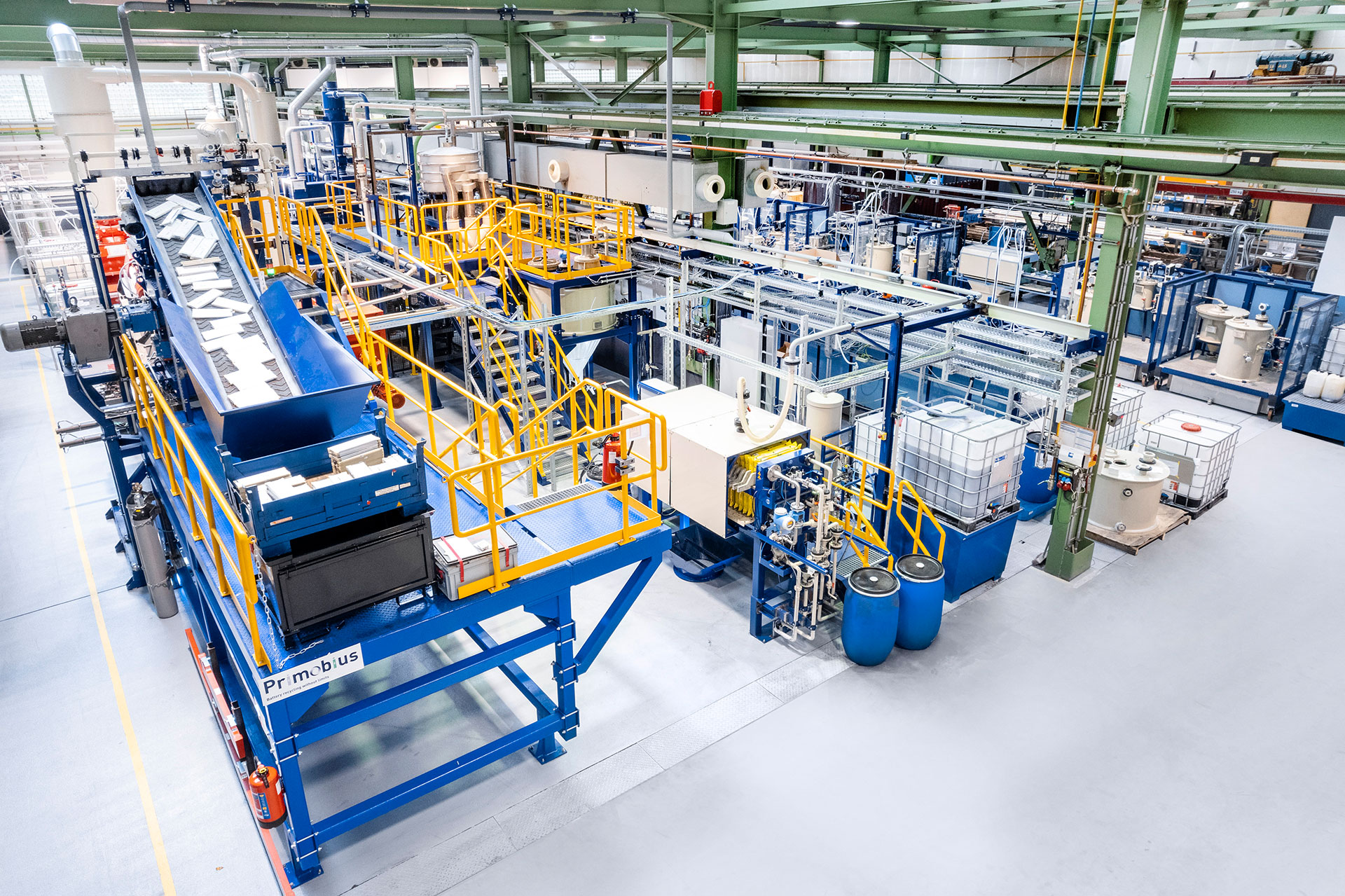 Demonstrationsanlage von Primobius für das Recycling von Lithium-Ionen-Batterien. Bild: SMS Group