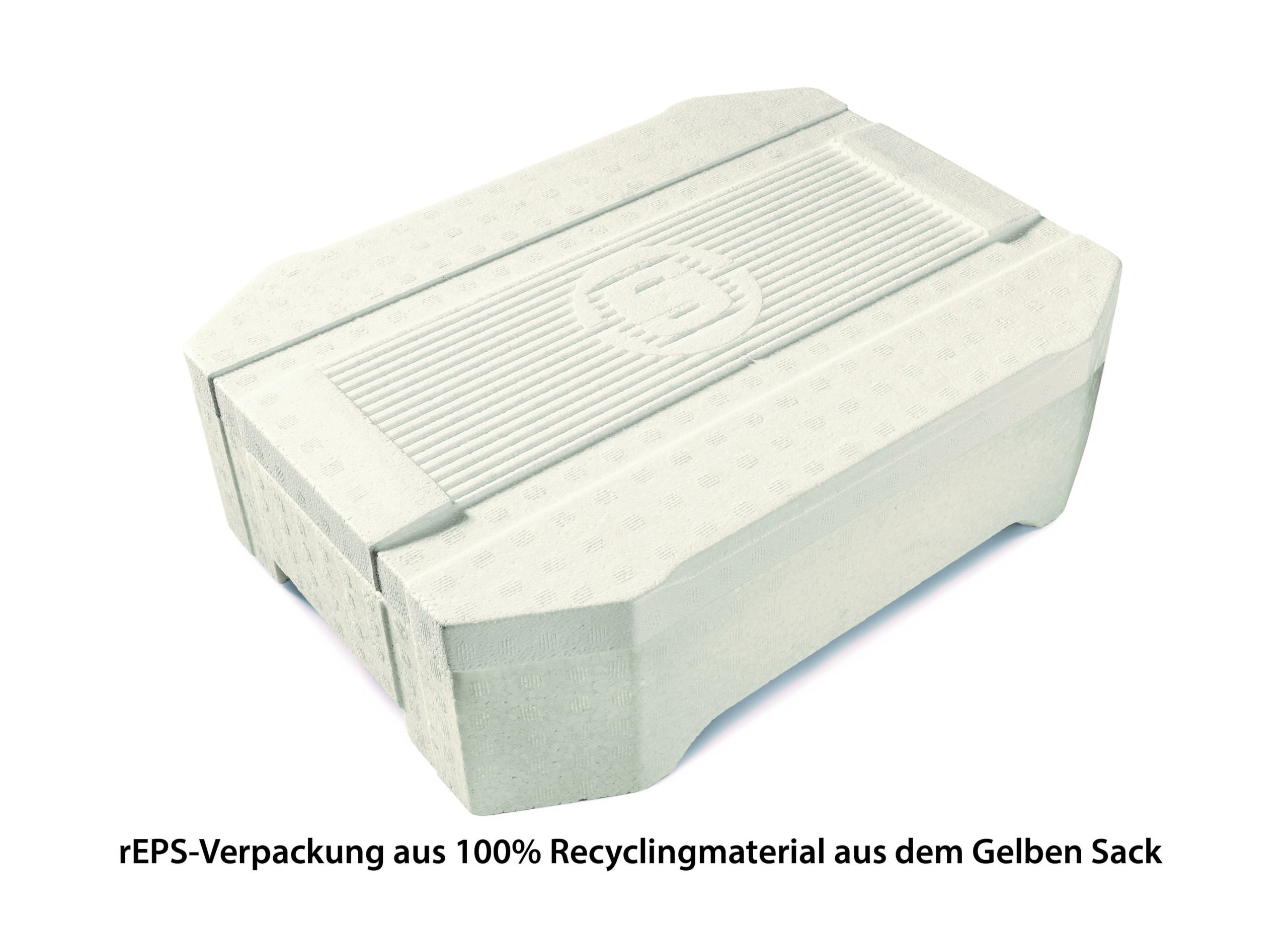 rEPS-Verpackung aus 100% Recyclingmaterial aus dem Gelben Sack. Bild: IK Industrievereinigung Kunststoffverpackungen