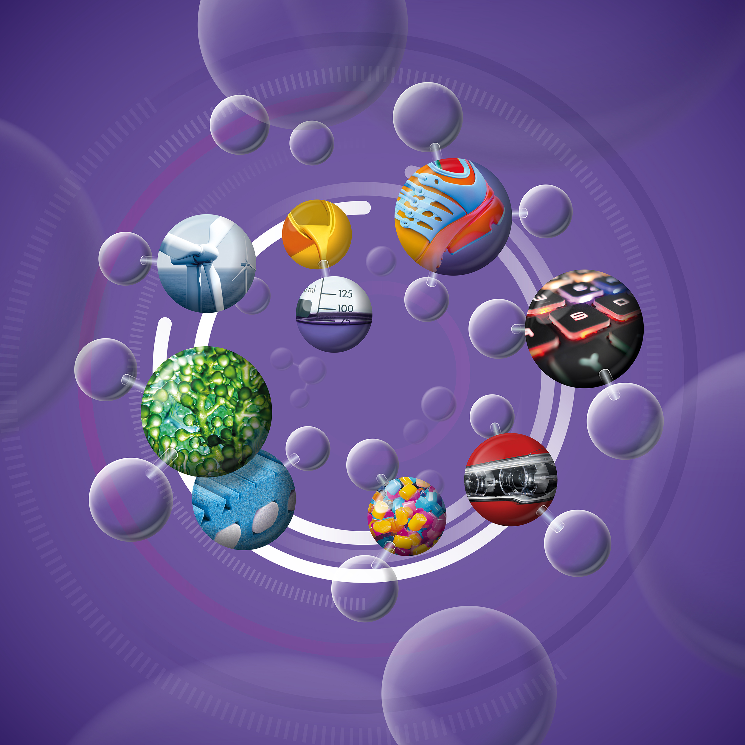 Als Erweiterung des neuen Labels „CQ“ für Produkte mit alternativen Rohstoffen führt Covestro den Namen „Evocycle CQ“ für innovative Recyclingtechnologien und zyklische Designs ein. Bild: Covestro