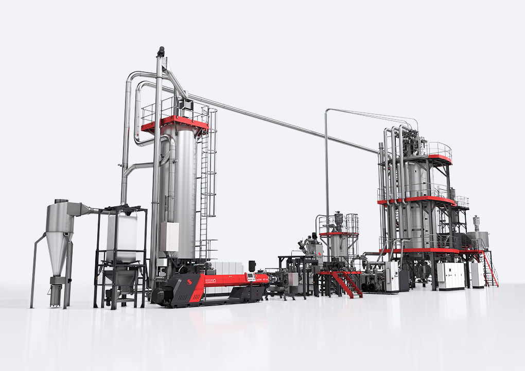 Starlinger präsentierte auf der K 2022 erstmals die Recostar PET art-Recyclinganlage für PET Bottle-to-Bottle-Anwendungen. Im Vergleich zum Vorgängermodell sollen damit rund 21 % an Produktionskosten eingespart werden können. Bild: Starlinger