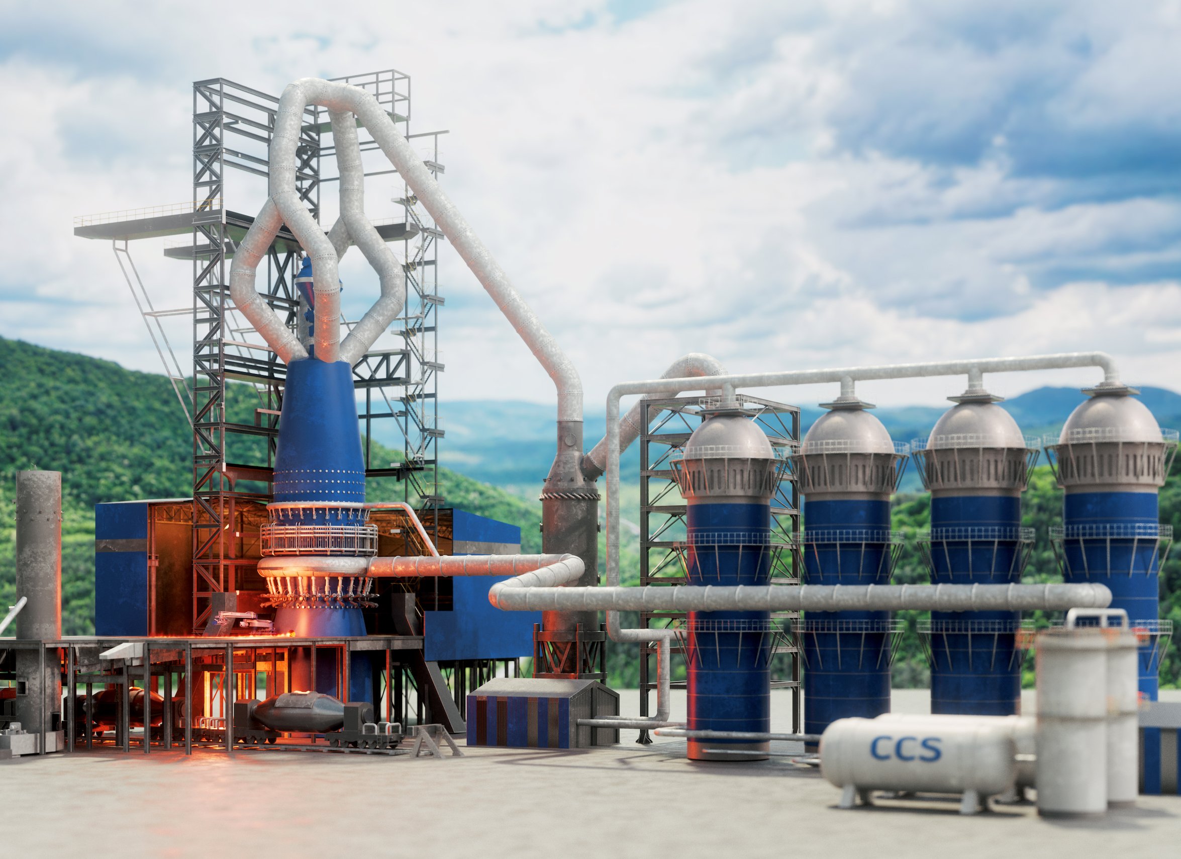 Durch die Integration von Hochofen und Kokerei sowie das konsequente Recycling von Prozessgasen und -wärme kann der CO₂-Ausstoß bei der Stahlproduktion reduziert werden. Copyright: SMS group