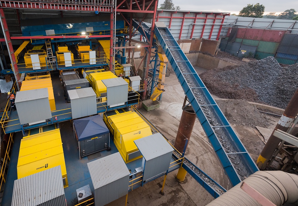 Recyclinganlage in Australien mit Sortiertechnologie von Steinert zur Aufbereitung verschiedener Leicht- und Schwermetalle. Copyright: Steinert