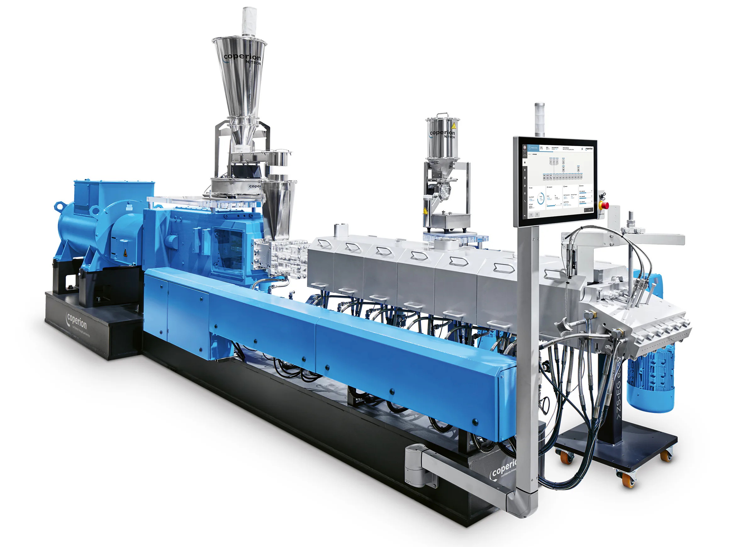 Der Doppelschneckenextruder für das Compoundieren und Recycling wurde mit Blick auf hohe Durchsätze und Produktqualitäten entwickelt. (Quelle: Coperion)