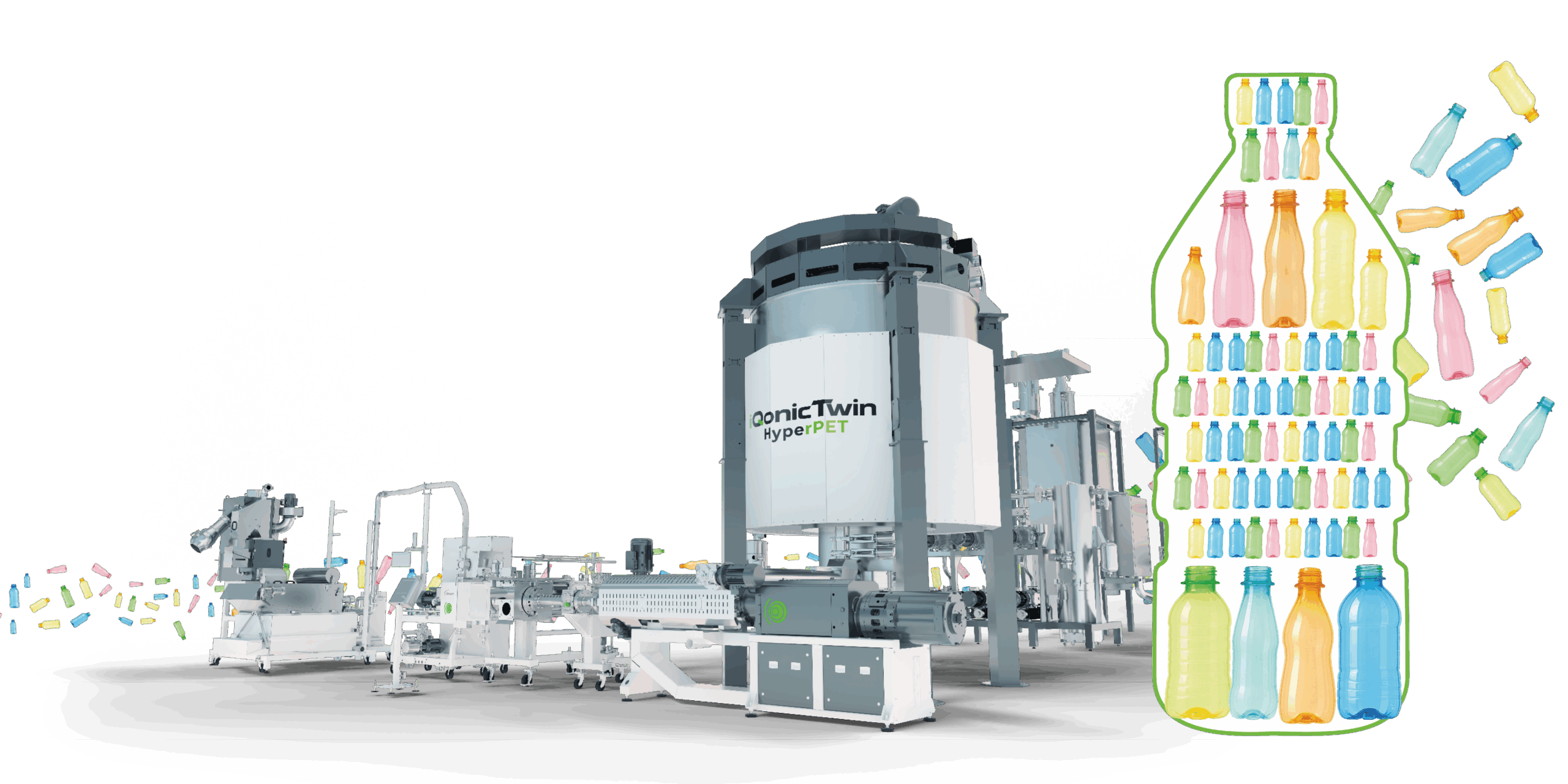 Die neue PET-Recyclinglösung Hyper PET kombiniert Extrusion mit Infrarot-basiertem SSP-Verfahren. (Quelle: MAS)