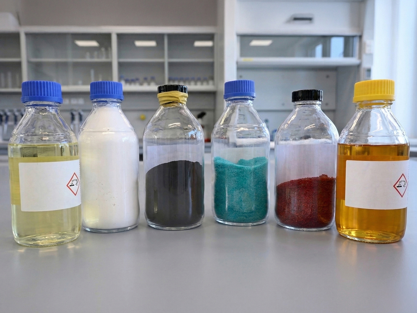 Zurückgewonnene Prozessströme wie Salz- und Schwefelsäure, Wertstoffe wie Chromnitrat oder Kupfersulfat. Copyright: Fraunhofer Umsicht/AI-generated