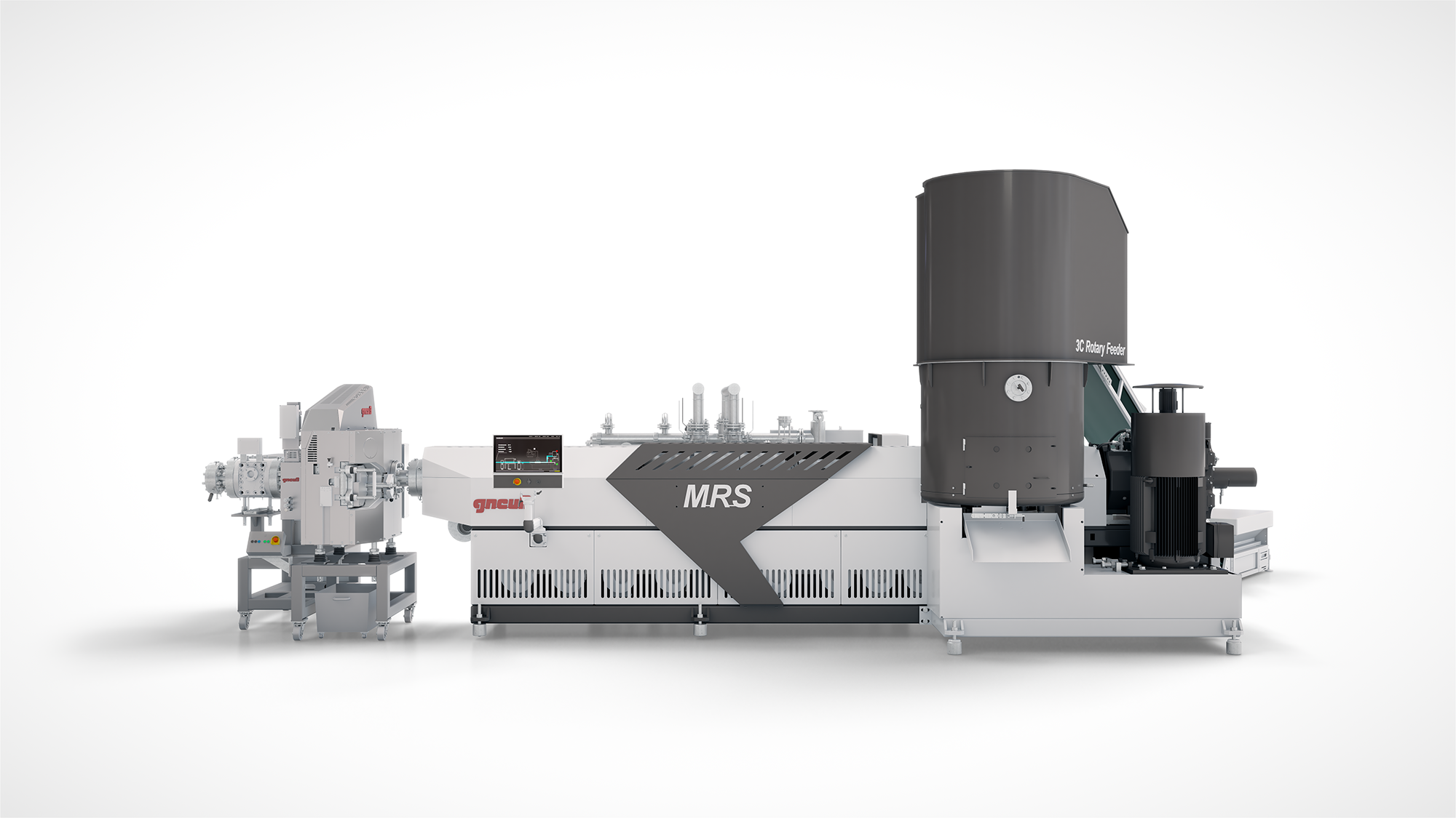 OMNI-Recyclinganlage zur Verarbeitung von bis zu 100 % Post-Consumer-Material – Kombination aus Aufbereitung, Entgasung und Filtration. Copyright: Gneuß