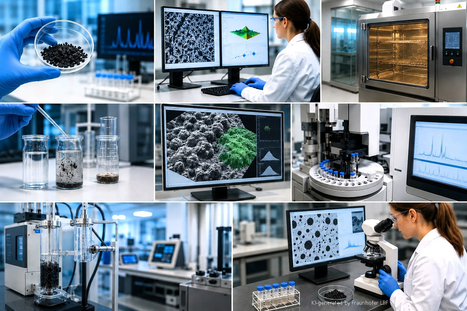 Verbesserte Emissionsbewertung: Fraunhofer-Expertenteams wollen Reifenabrieb standardisiert und praxisnah im Labor erzeugen, analysieren und intelligent prognostizieren.