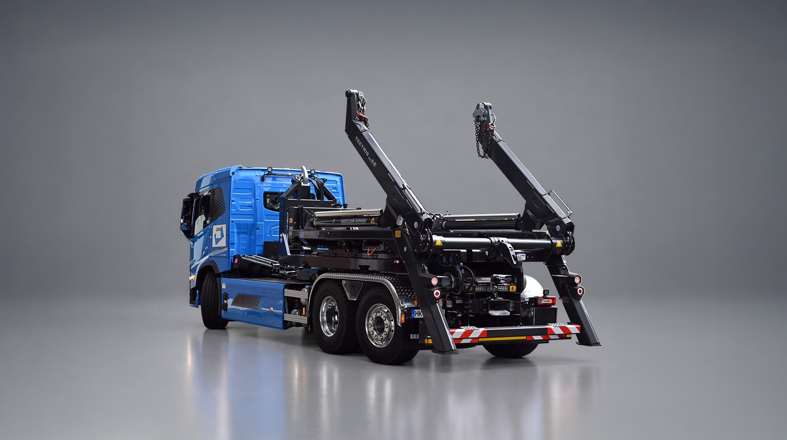 Die Fahrzeuglösung basiert auf einem batterieelektrischen Volvo FM Electric. (Quelle: Meiller)